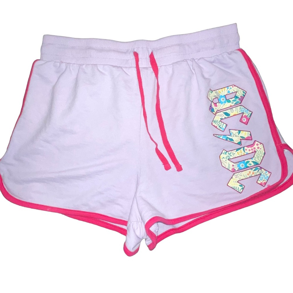 AC/DC Women’s Shorts Graphic Logo Lavender Punk Trim Size Large Retro Style